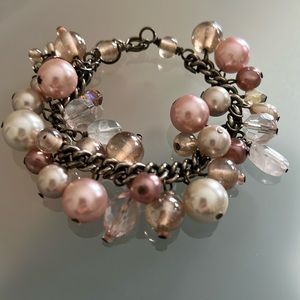 EUC Garnet Hill Pink Gemstone Beaded Bracelet